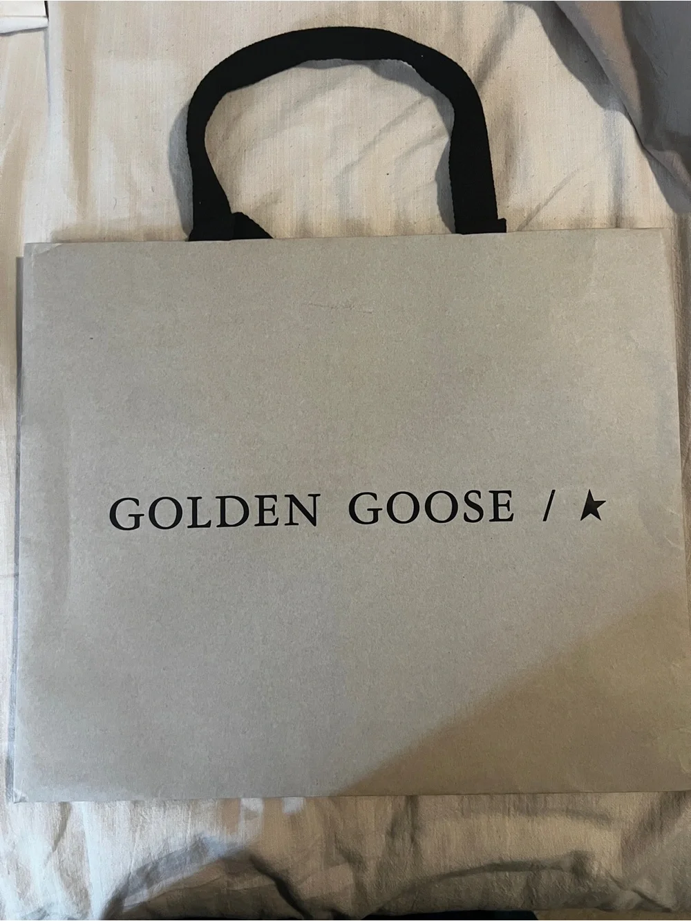Golden Goose Beige paper shopping bag with Black Handles
